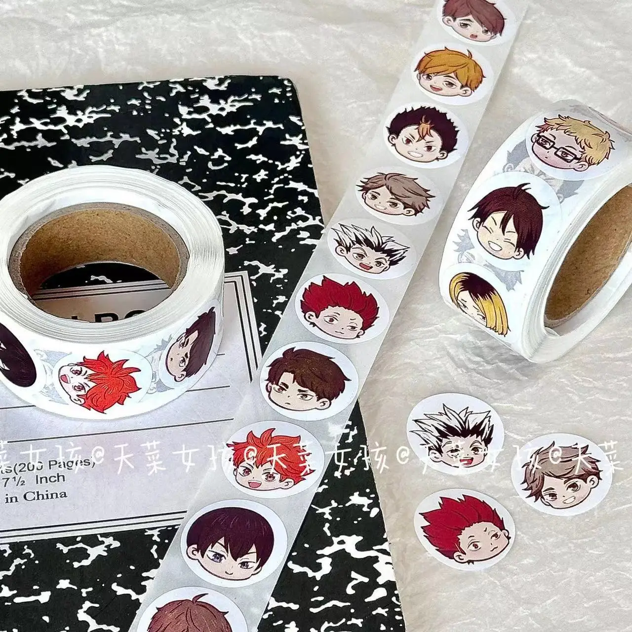 500PCS/Roll Haikyuu!! Anime Sealing Stickers Cute Hinata Shoyo Cartoon Decals Toy Notebook Guitar Phone Kid Reward Sticker Gift