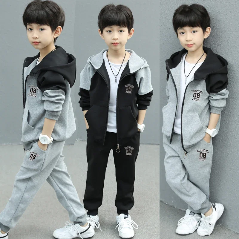 2024 New Spring Autumn Child Boy Clothing Set Letter Hoodies Coats + Pants 2Pcs Tracksuit Suit For Kids Children Present