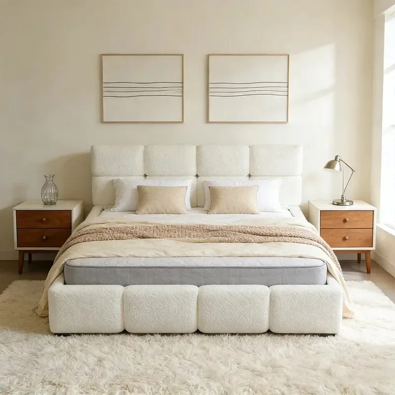 # Newest Soft Comfy Upholstered Storage Platform Bed King Queen Size Guestroom Master Bedroom Space-saving Multi-functional
