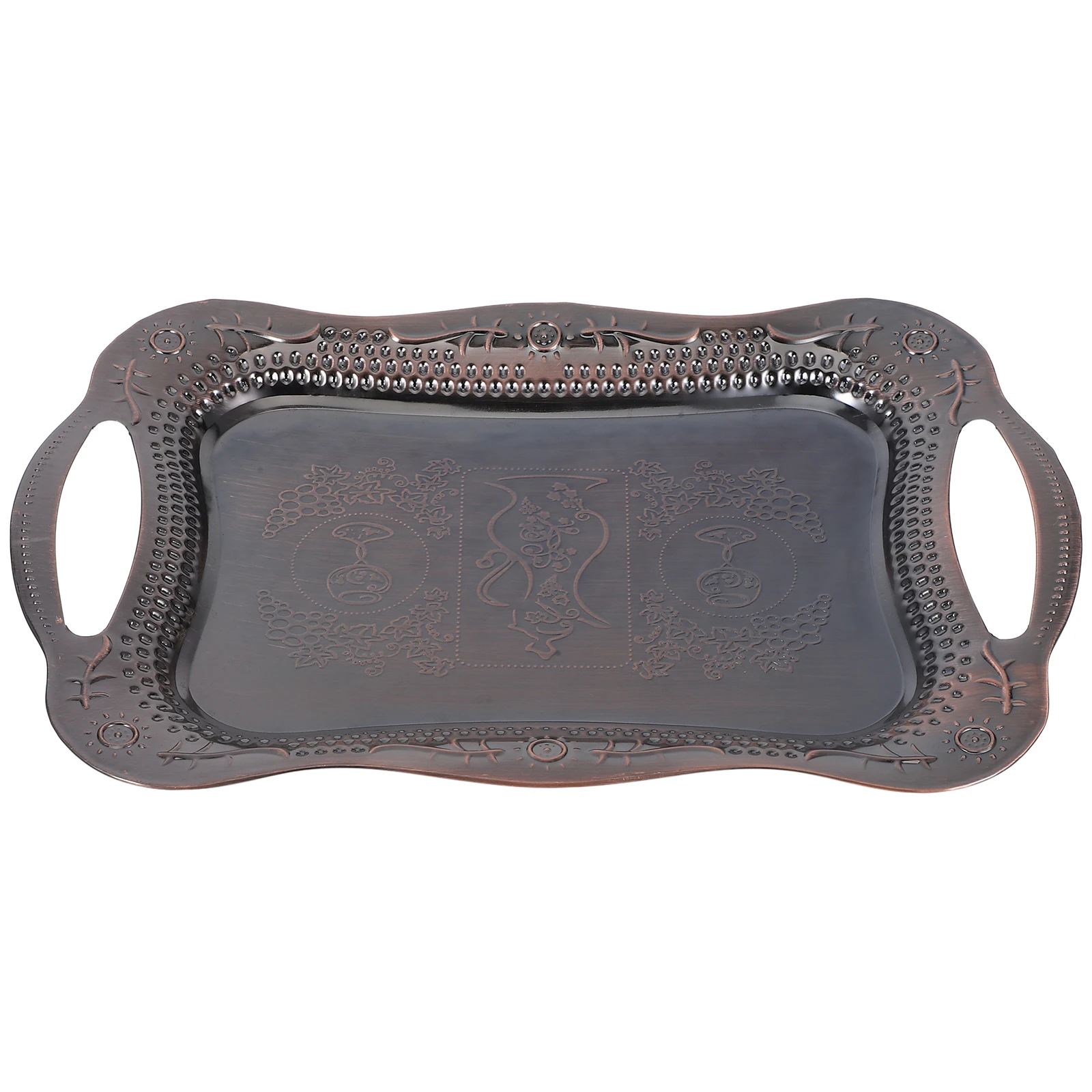 

Fruit Serving Tray Stainless Steel Retro Portable Decorative Plate Home Party Picnic Coffee Table Appetizer Beverage Snack