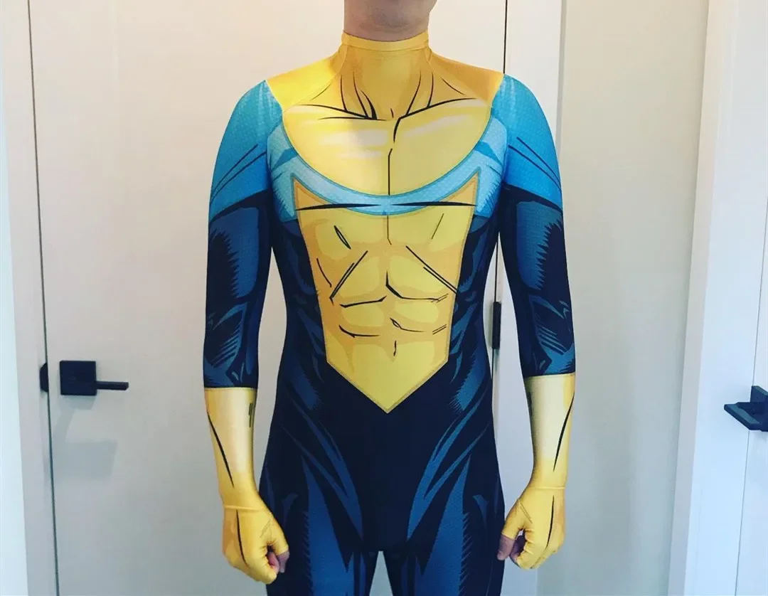 Costume de cosplay invincible d'Halloween pour adultes et enfants, costume de batterie Zentai, combinaisons Mark Grayson trempées