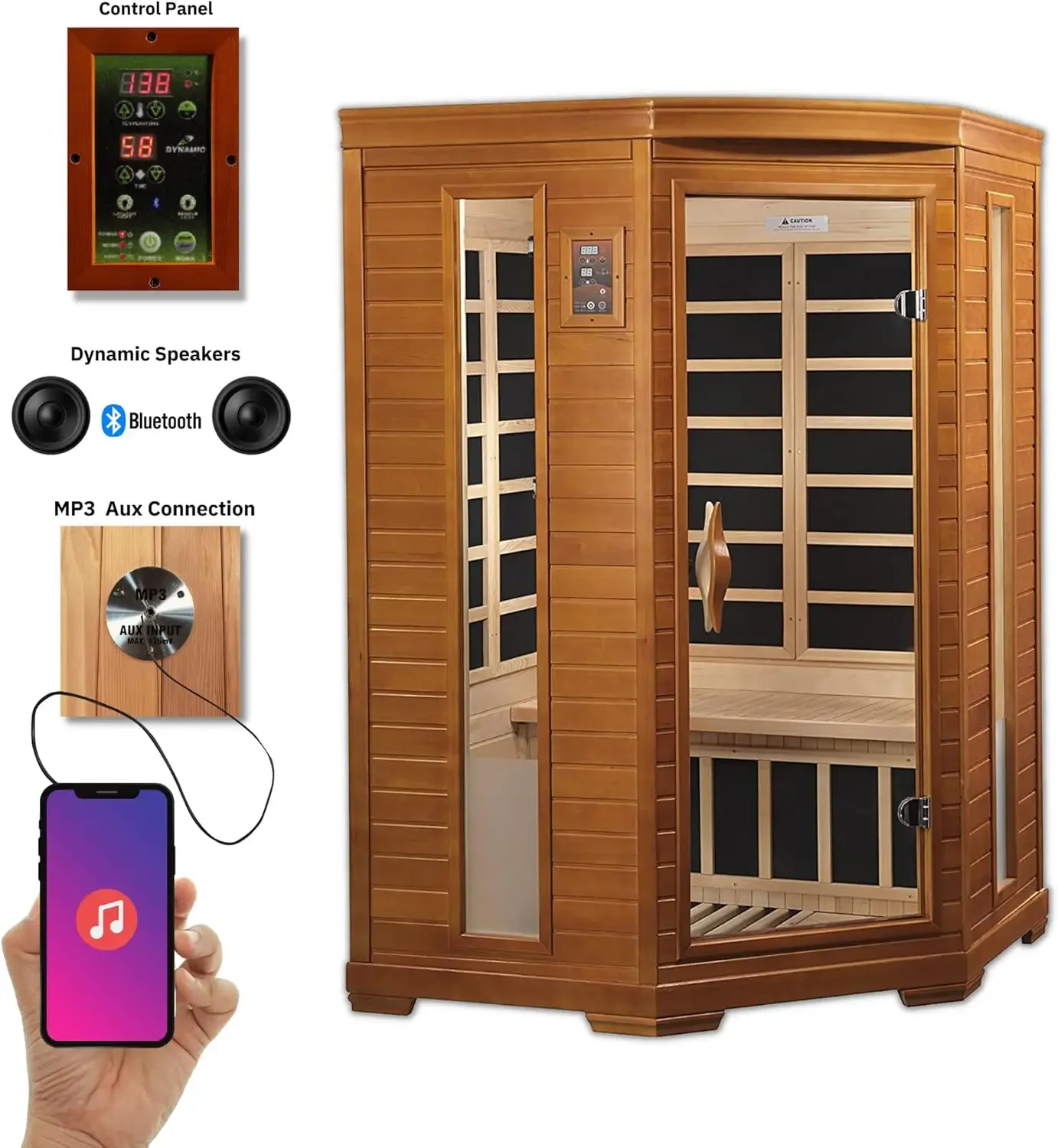 Hemming 2 Person Infrared Corner Sauna for Home Low EMF Indoor Saunas Full Size Indoor Personal Spa 49