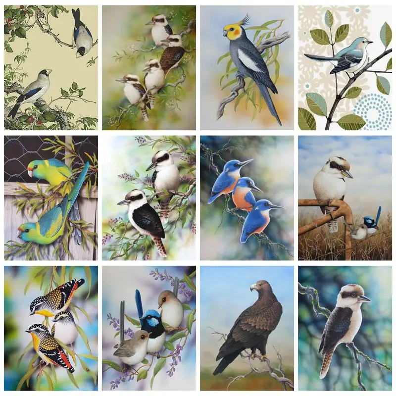 RUOPOTY Modern Painting By Numbers Gift Birds On Tree Artwork For Adults Drawing By Numbers Home Decors On Canvas Kill Time