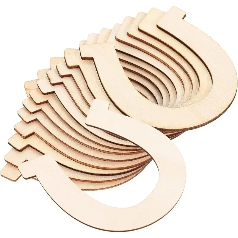 

10pcs/lot Wooden Horseshoe Cutouts, Unfinished Wood Horseshoes Blank Horseshoe DIY Horseshoe Chips for DIY Craft Wedding