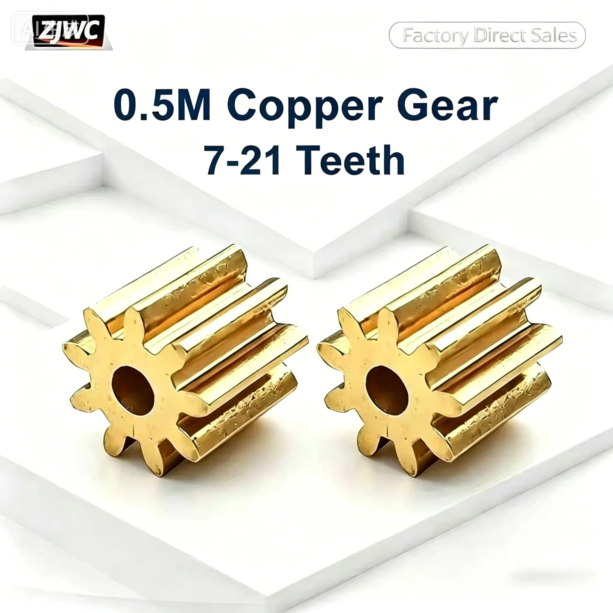 0.5M 7-12 Teeth 0.5Mod Gear Copper Flat Teeth Gear Precision Copper Cnc Pinion Tight Fit