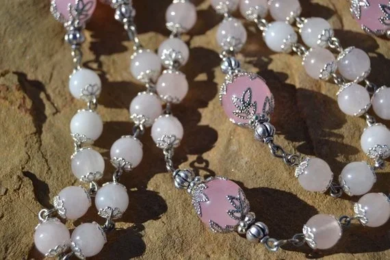 Heirloom Pink Rose Quartz Catholic Rosary