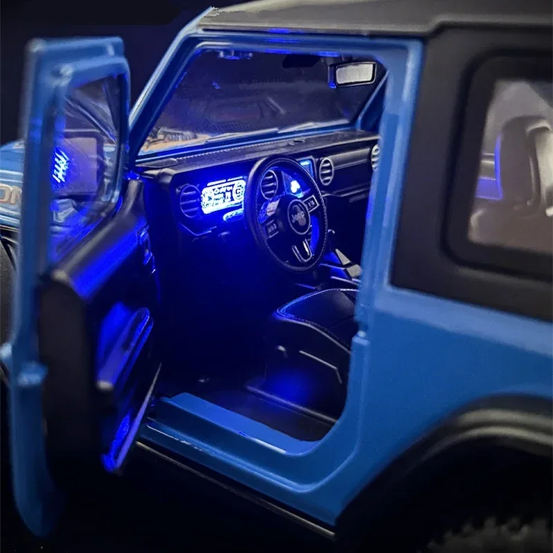 Fonde sotto pressione 1:18 Jeeps Wrangler di grandi dimensioni Rubicon modello di auto in lega Fonde sotto pressione in metallo fuoristrada modello di auto suono luce giocattoli regalo