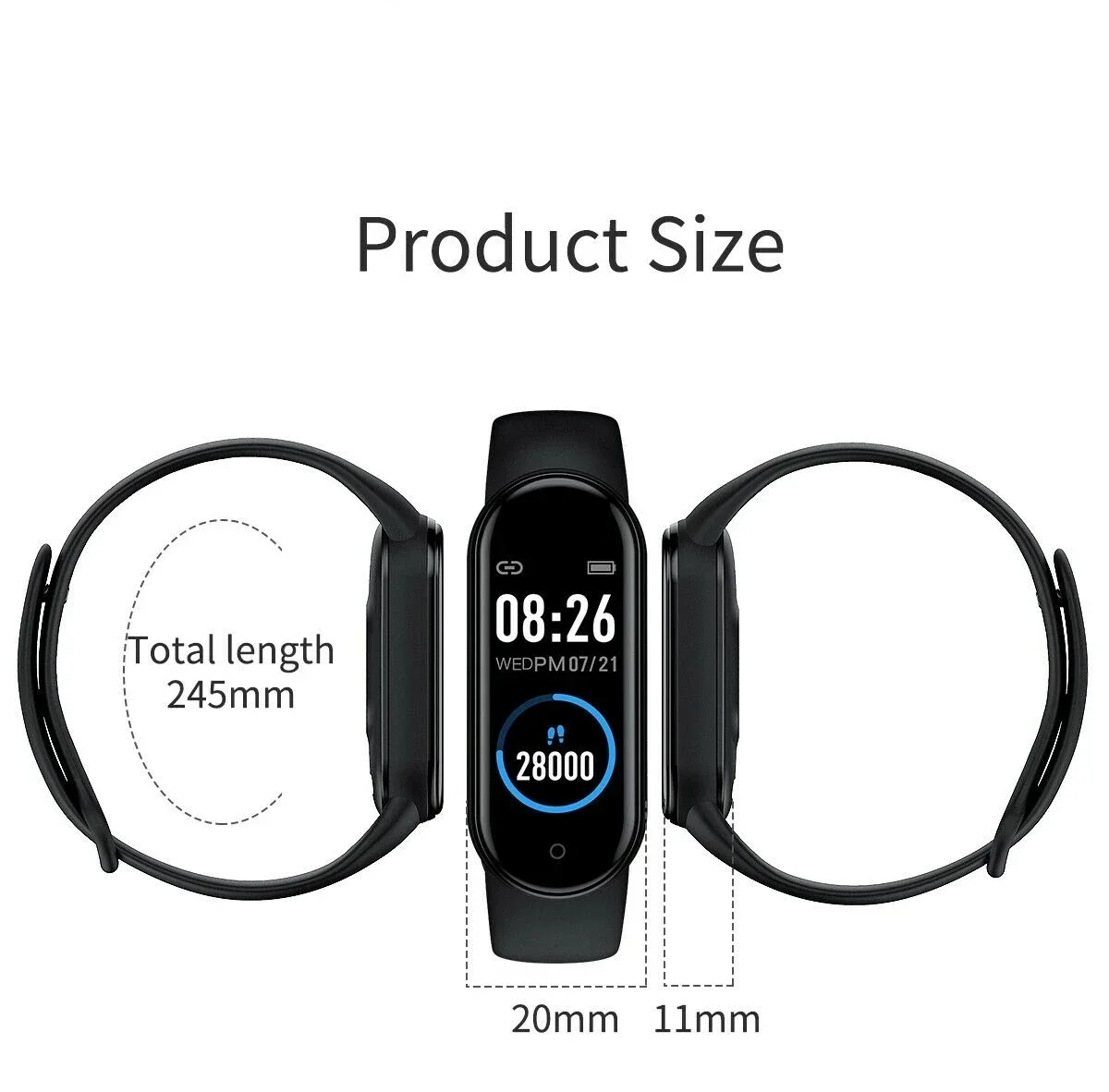 M4 Smart Bracelet Color IPS Screen Smart Band Sport Fitness Pedometer Blood Pressure Wristband Walk Step Counter Men Women Watch