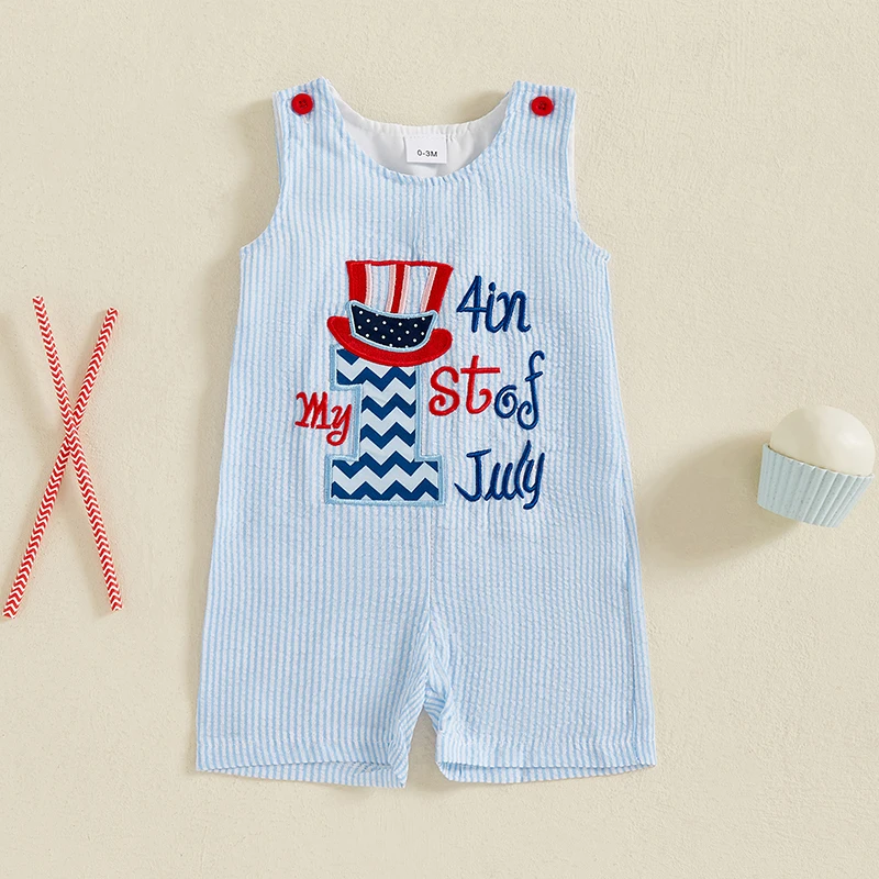 

Newborn Baby Boy Girl Clothes Stripes Sleeveless Romper Infant Embroidery Bodysuit Cute Summer Spring Outfits
