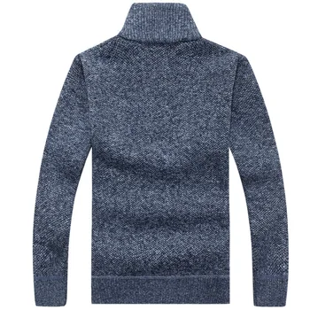Men's Fleece Thicker Sweater Half Zipper Turtleneck Warm Pullover High Quality Male Slim Knitted Wool Sweaters For Spring 6