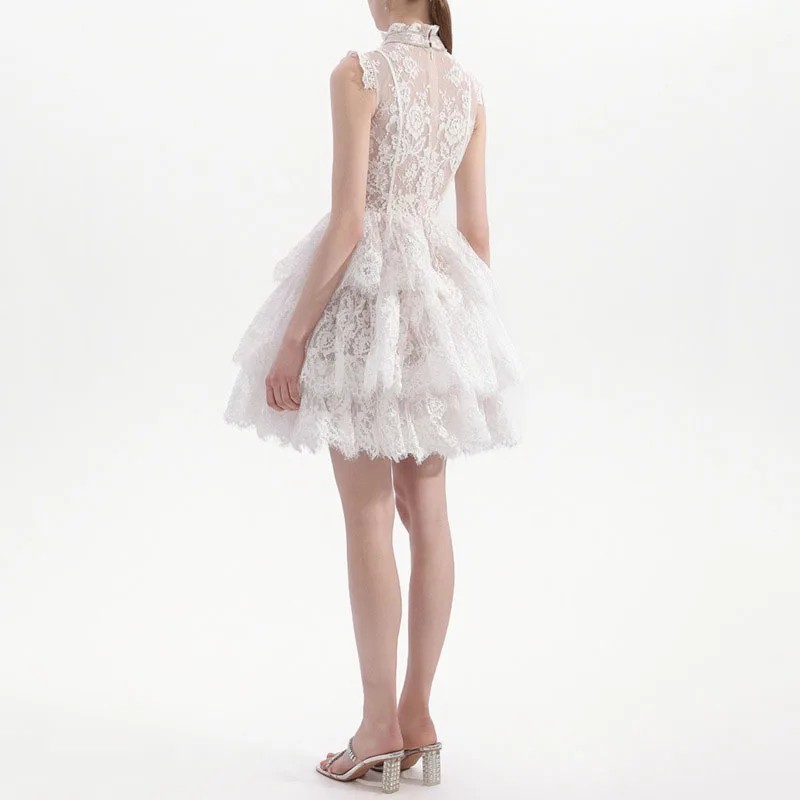 HKSH ฤดูร้อนใหม่ผู้หญิง Chic ภาษาฝรั่งเศสคํา Elegant Graceful Sweet Original Design Handmade ลูกไม้ชุด Layered ชุด HK6311