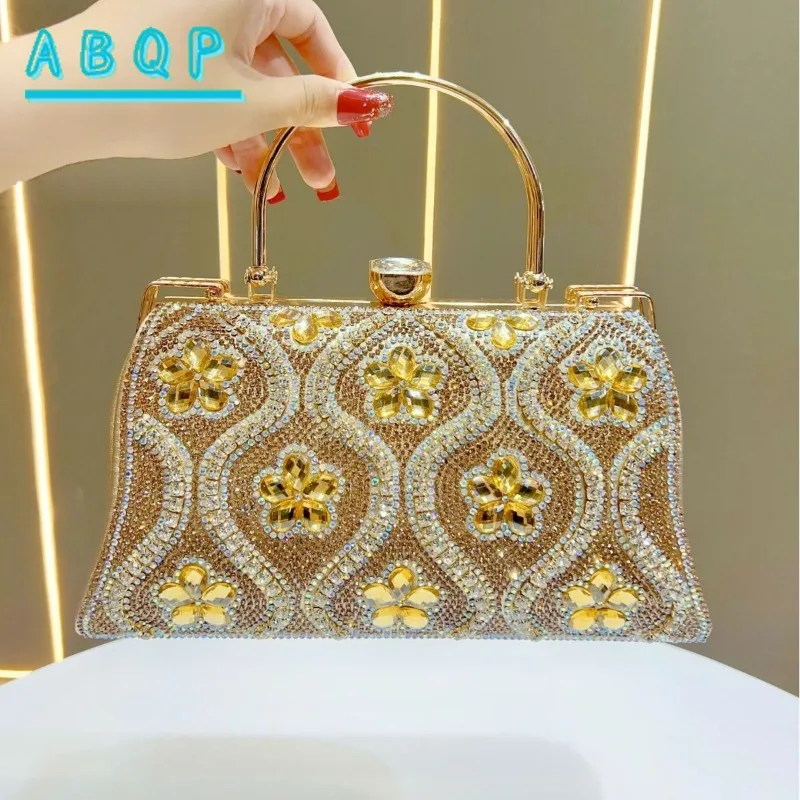 Dinner Women's Bag with Diamonds Shiny Dinner Party Handbag Luxury Fashion Diamond-encrusted Women's Shoulder Messenger Bag
