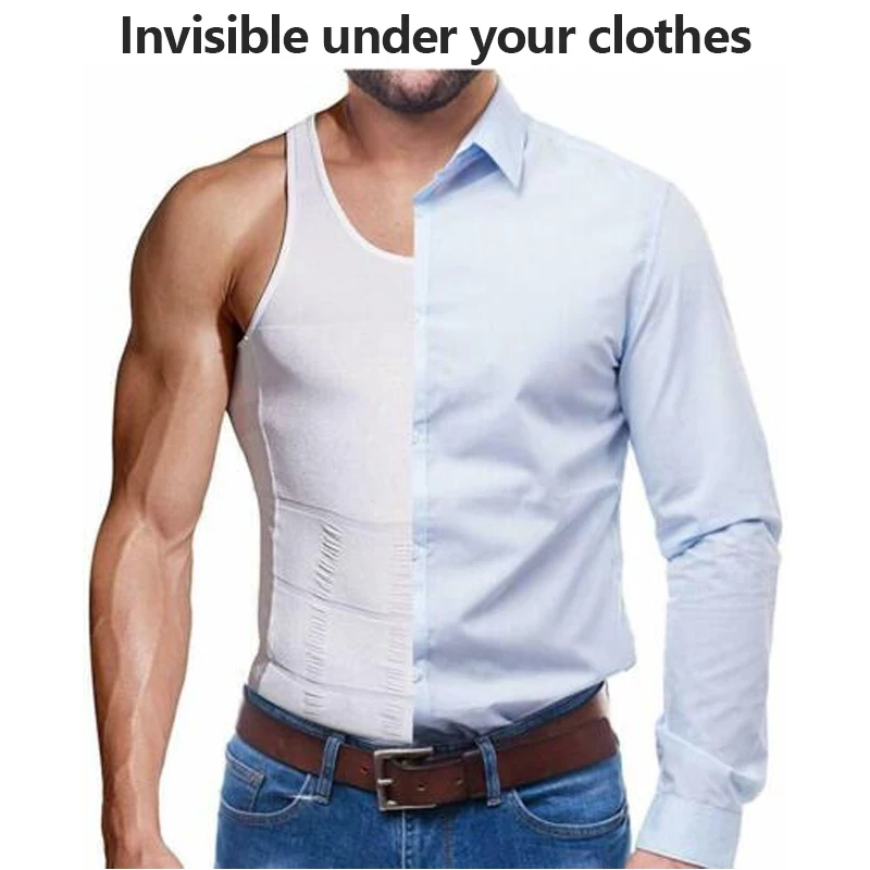 Homens emagrecimento corpo shaper colete ginecomastia camisas de compressão barriga controle undershirt estômago achatar treino singlet regata