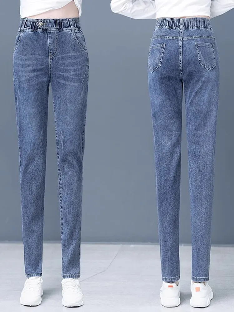Pantalones vaqueros elásticos Harem Denim para mujer, pantalones pitillo holgados de cintura alta, Sl Todays's ular, talla grande, primavera, otoño, nueva llegada...