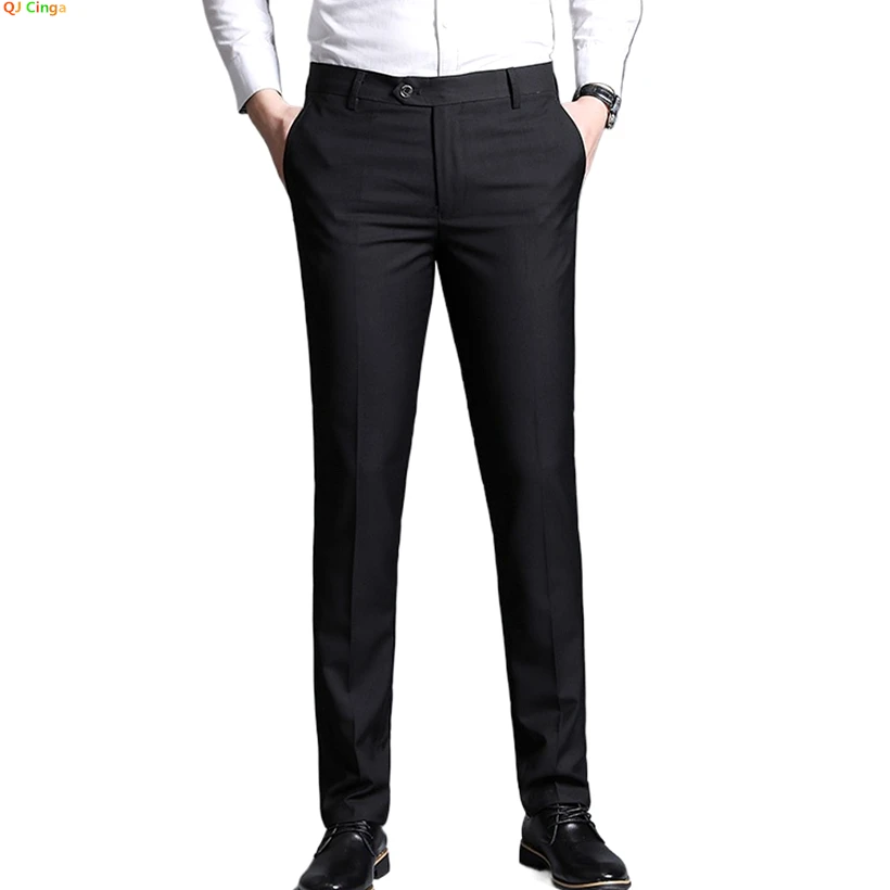 Black Men's Suit Pants, Suitable for Business Office/ Interview/ Trousers, Gray Blue Burgundy, Non-ironing Treatment Process