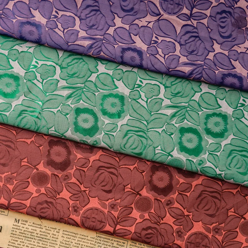 Double Happiness Rose Jacquard Fabric By The Meter New High Quality Cheongsam Set Multi Color Dress Clothing Designer DIY Fabric