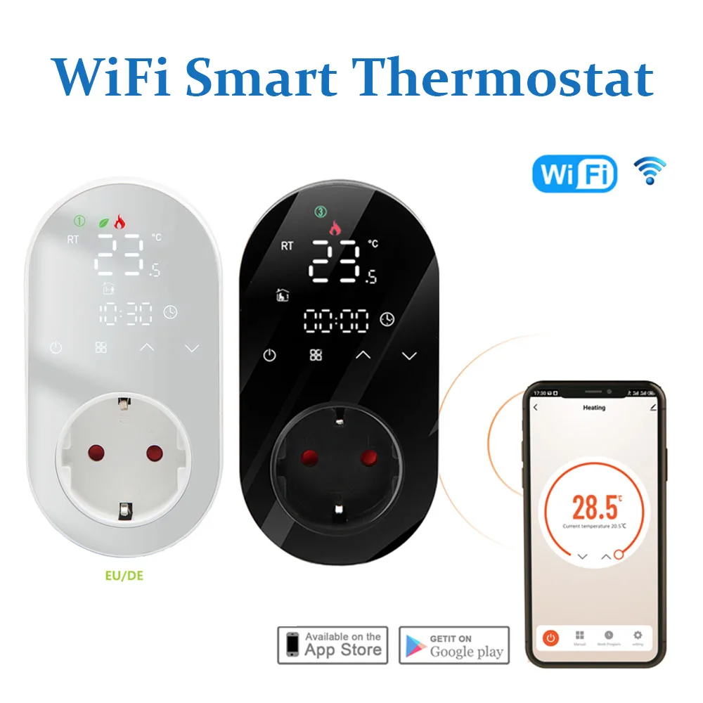 

Tuya Wi-Fi умный термостат розетка приложение контроль температуры контроллер 16A 220 В цифровой термостат переключатель вилка европейского стандарта для дома