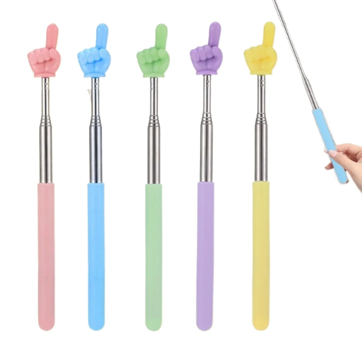 3pcs Stainless Steel Retractable Teaching Pointer Kids Reading Finger Pointing Stick Teacher Blackboard Teaching Command Rod
