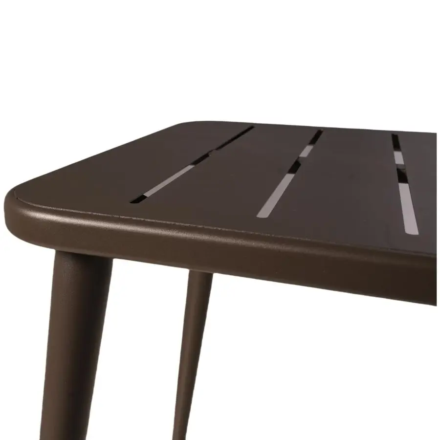 طاولة طعام مستطيلة معدنية للفناء تتسع لـ 6 أشخاص للأماكن الخارجية والمنزل والمقهى وطاولة بار ومكتب اجتماعات الكمبيوتر في الحديقة الخلفية #5