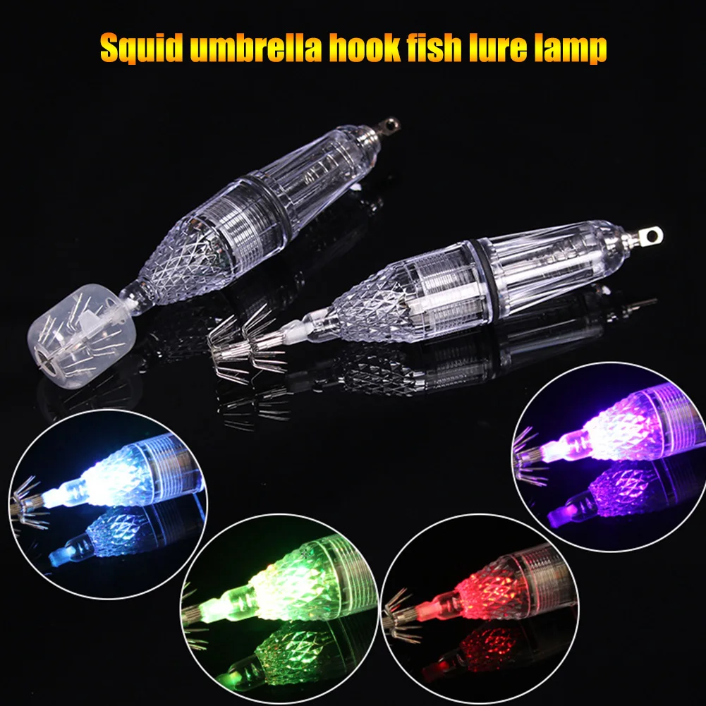 Fish Lure Light LED Deep Sea Glowing Fishing Squid Octopus Umbrella Hook LED Squid Lure Lamp Tackle Tools Underwater Lights