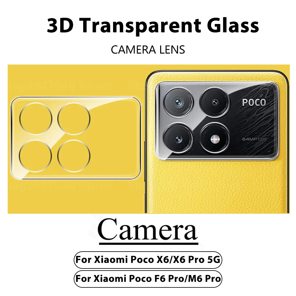 1~3pcs For Xiaomi Poco X6 Pro 5G F6 M6 Pro 4G Transparent 3D Lens Screen Protector on Mi PocoX6Pro X6Pro Camera Protective Glass