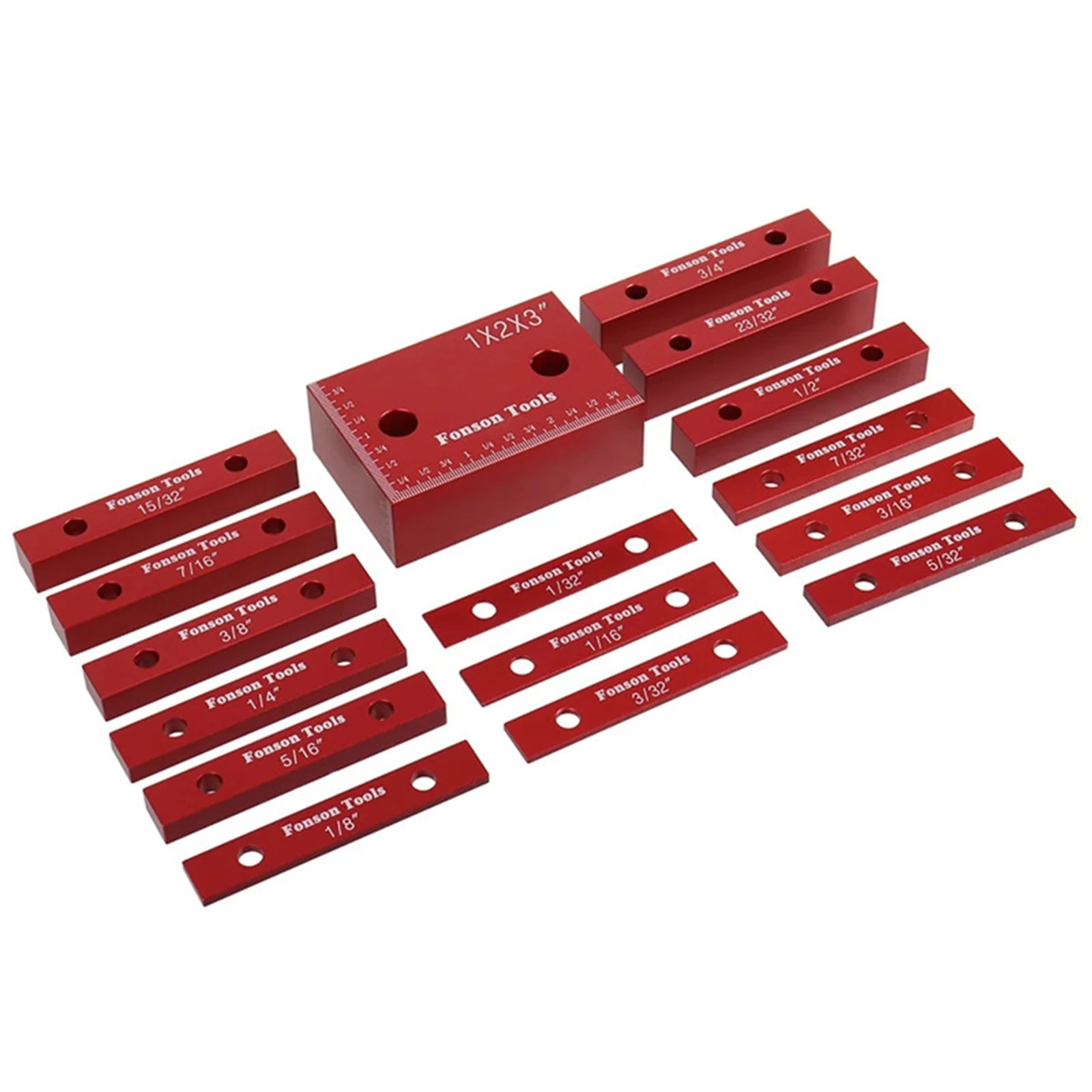 16pcs/set Inch Setup Blocks Height Gauge Set Precision Aluminum Setup Bars for Router and Table Saws Woodworking Set Up