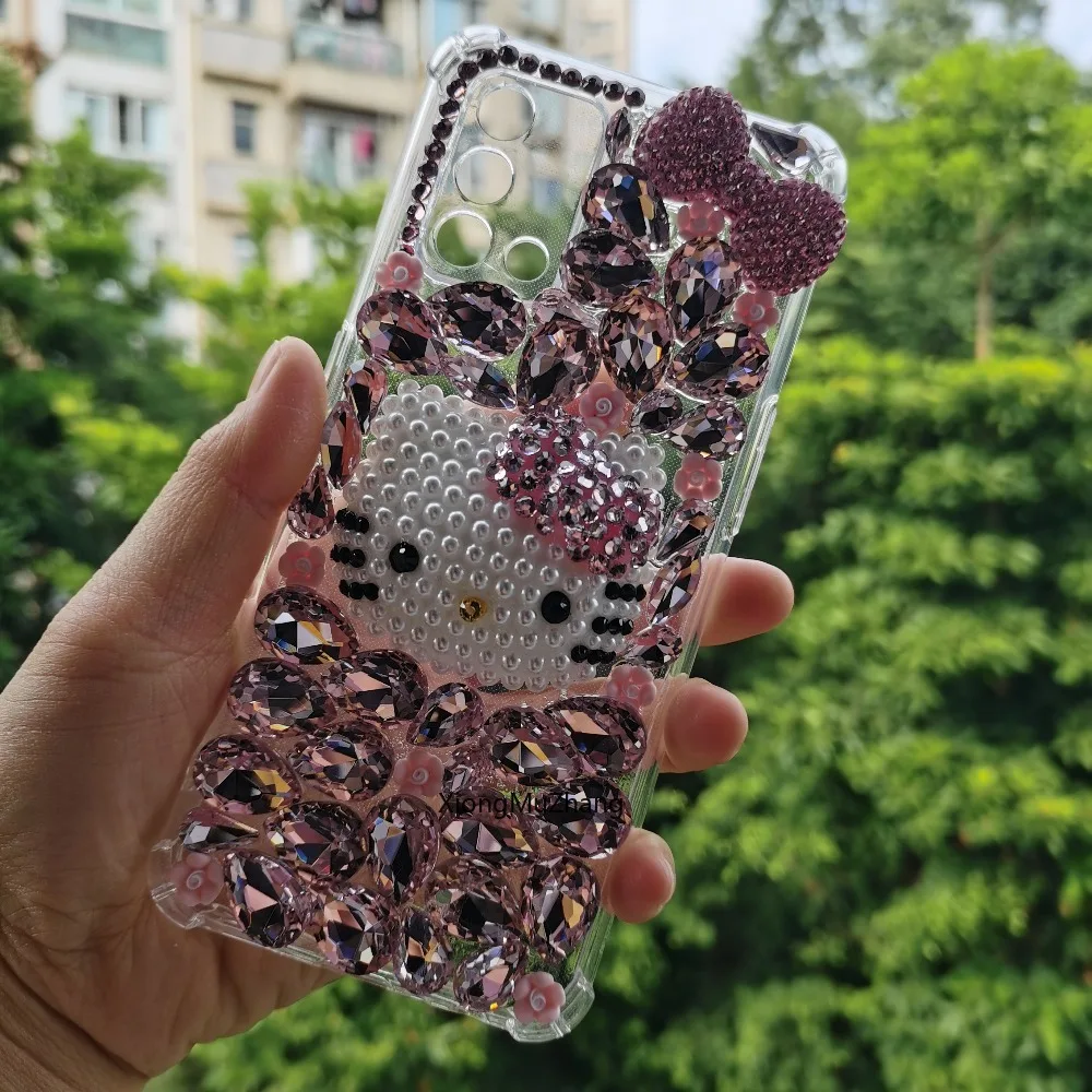 Hello Kitty Strass-Bowknot-Luxus-Glitzer-Hülle für OPPO A53 A52 A54 A58 A72 A74 A78 A98 A96 A95 A94 A92 A6 Pro A16 A17 A18 – Detail 1