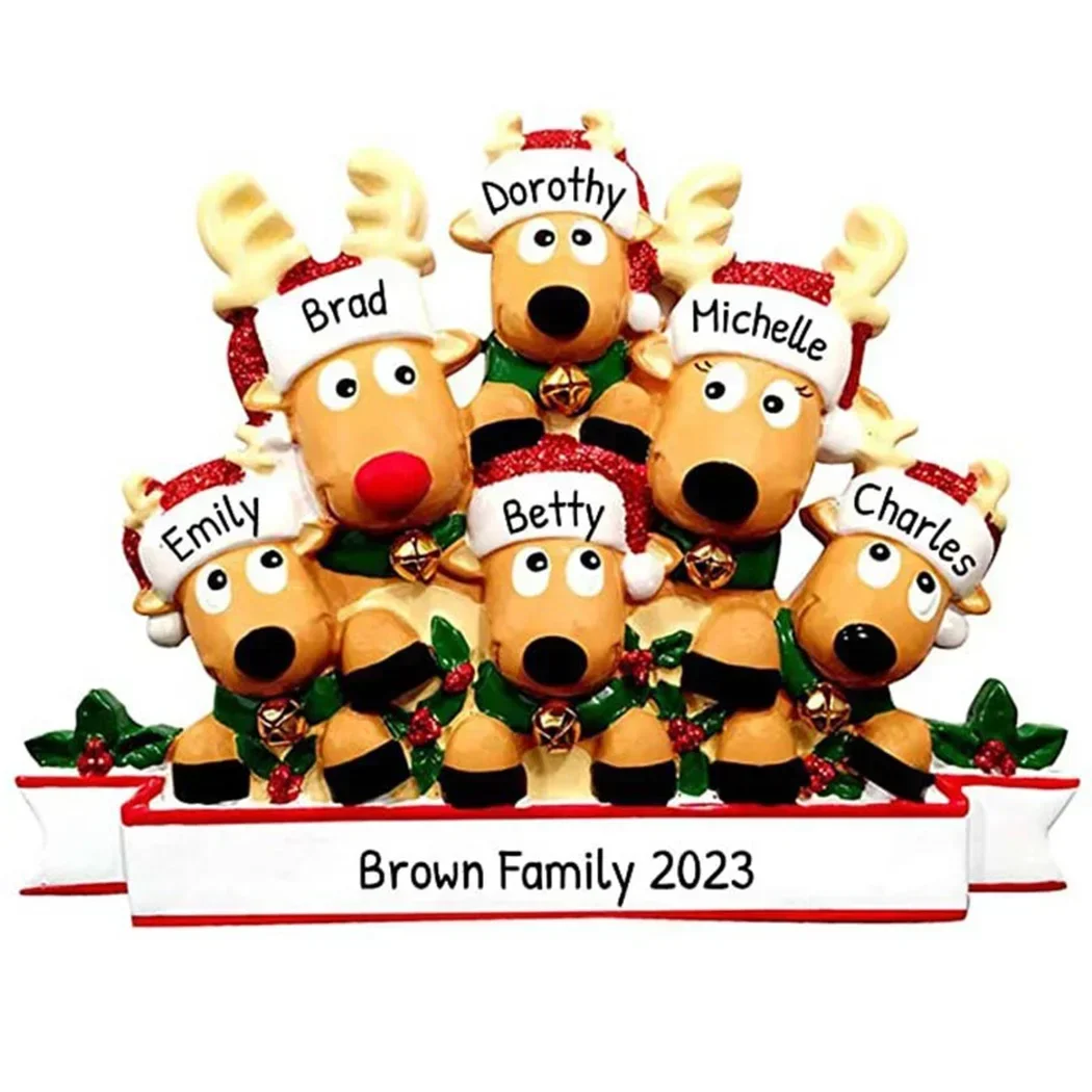 Elk Reindeer Family Christmas Decorations 2023 Xmas Tree Ornaments Fro Home Merry Party Diner Table Novelty Decor Supplies Pvc