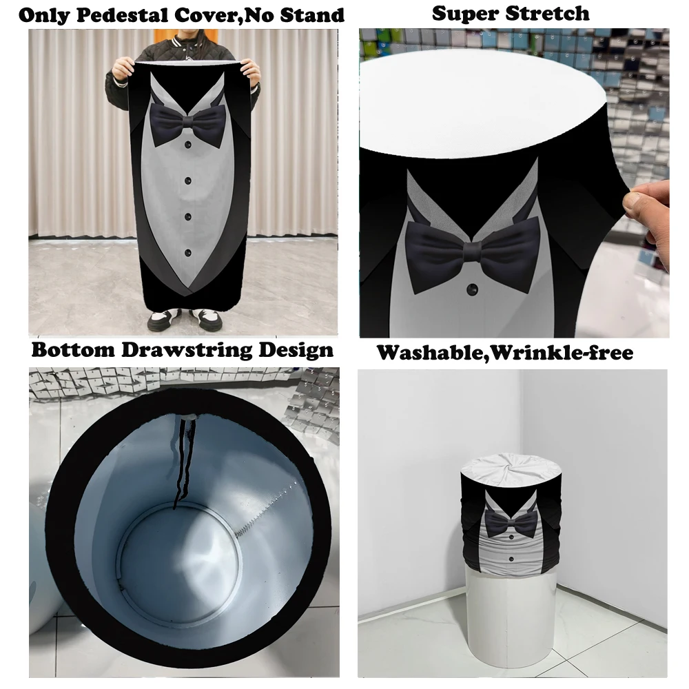 أسود سهرة اسطوانة طيدة يغطي للطفل ليتل بوس حفلات عيد ميلاد ديكور بسط الركيزة غطاء مفرش المائدة الدعائم