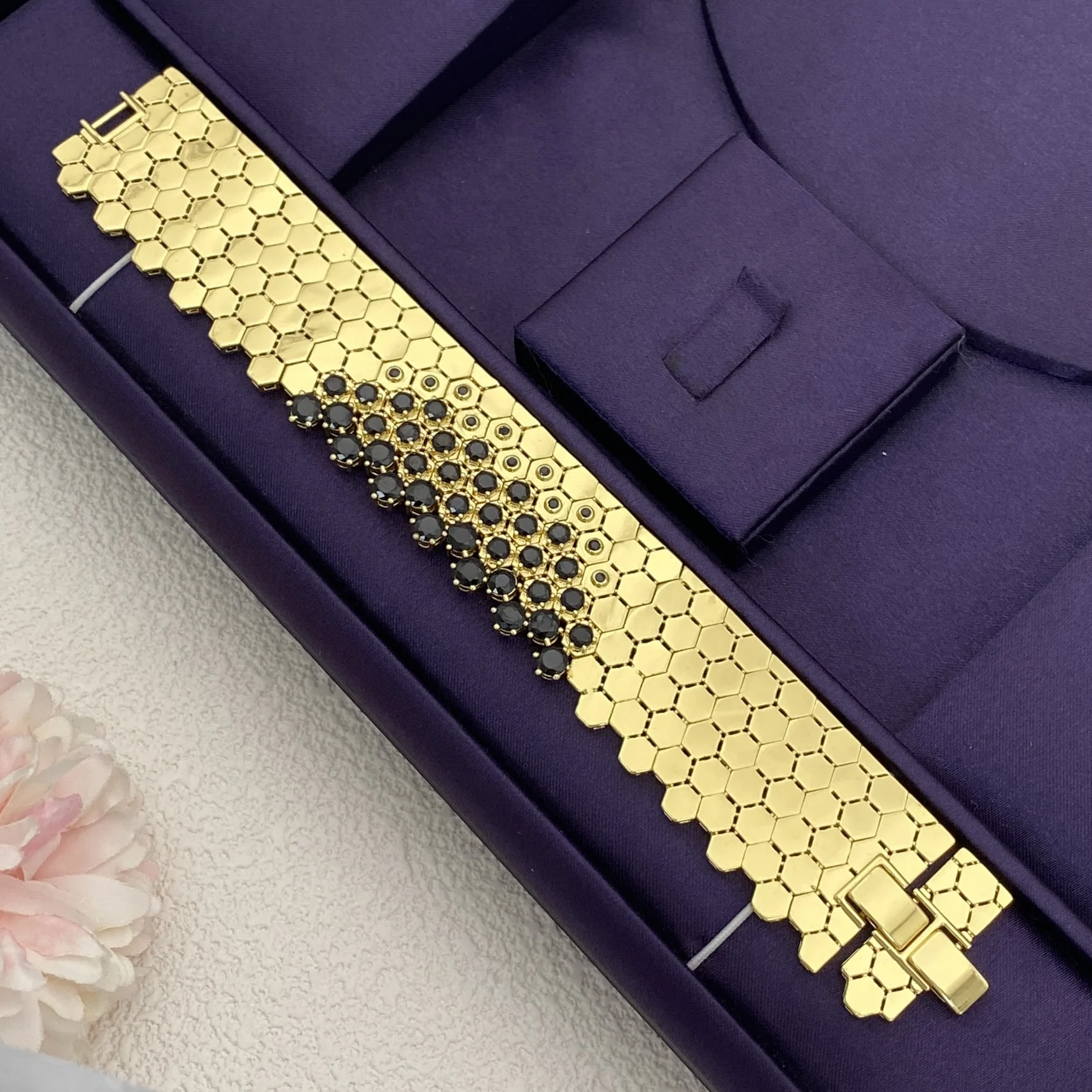 HY Gold-plated black Zirco Gold-plated Zircon 4 bridal necklaces, earrings, bracelets, rings, super stylish Dubai Libya hot item view 5