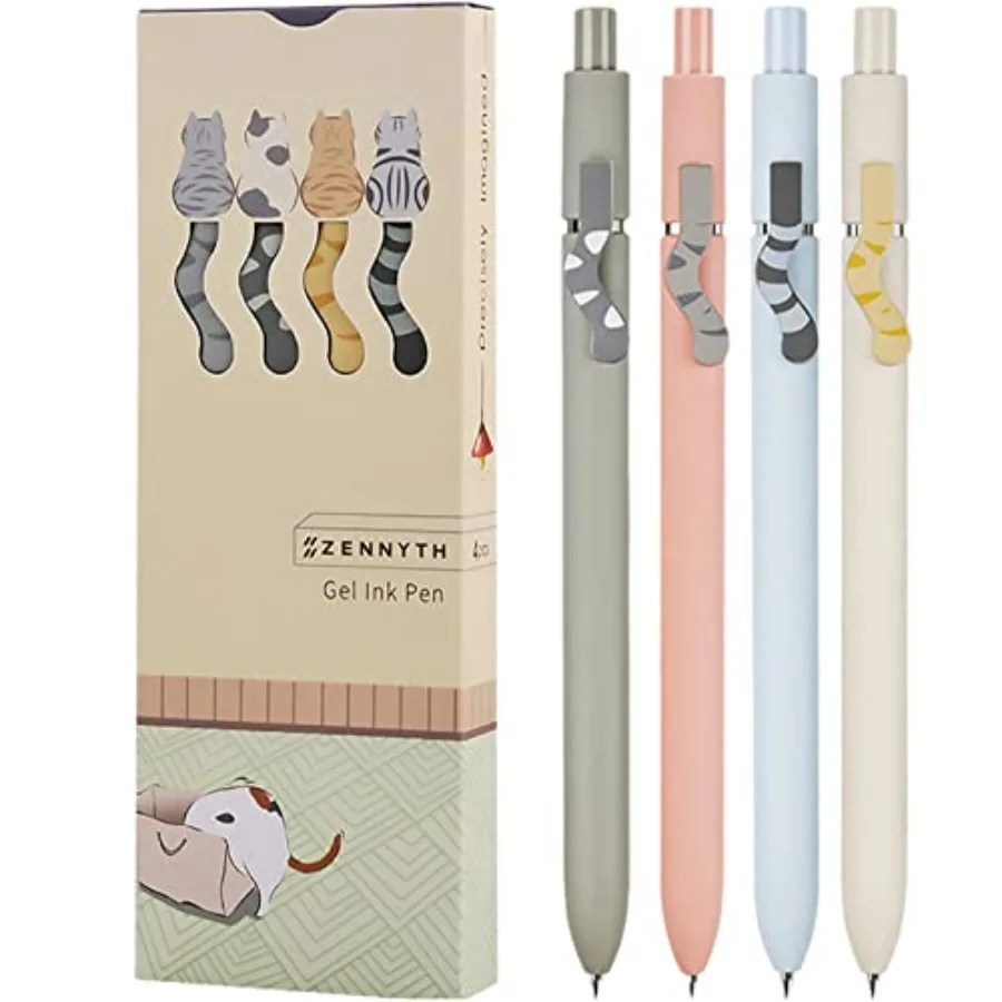 

Cat Pens, 0.mm Cute Kawaii Black Ink Pens Fine Point Smooth Writing Pen, High-End Series 's Tail Retractable Pen for Journaling