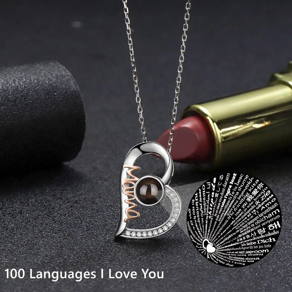Custom Photo Necklace Personalized Projection Photo Necklace for Women Mother's Day Jewelry Mom Heart Pendant Memory Gift