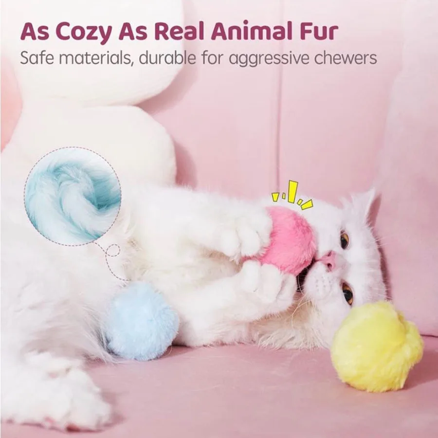 Smart Cat Toys Interactive Ball Plush Electric Catnip Training Toy Kitten Touch Sounding Pet Product Squeak Toy Ball Cat Supplie gallery 2