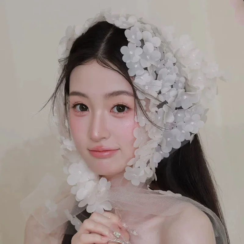 Fresh and sweet floral veil - unique, high-end bridal headpiece for wedding registrations, proposals ethereal and dreamy