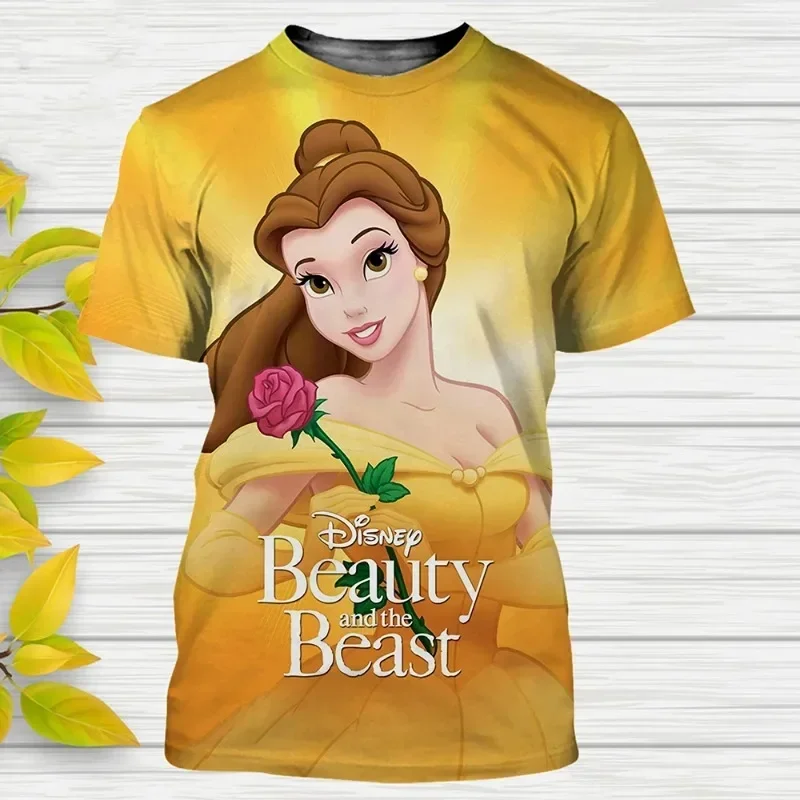 

Disney T-Shirts Beauty and The Beast Cartoon Anime 3D Print Streetwear Men Women Casual Fashion Oversized T Shirt Kids Tees Tops