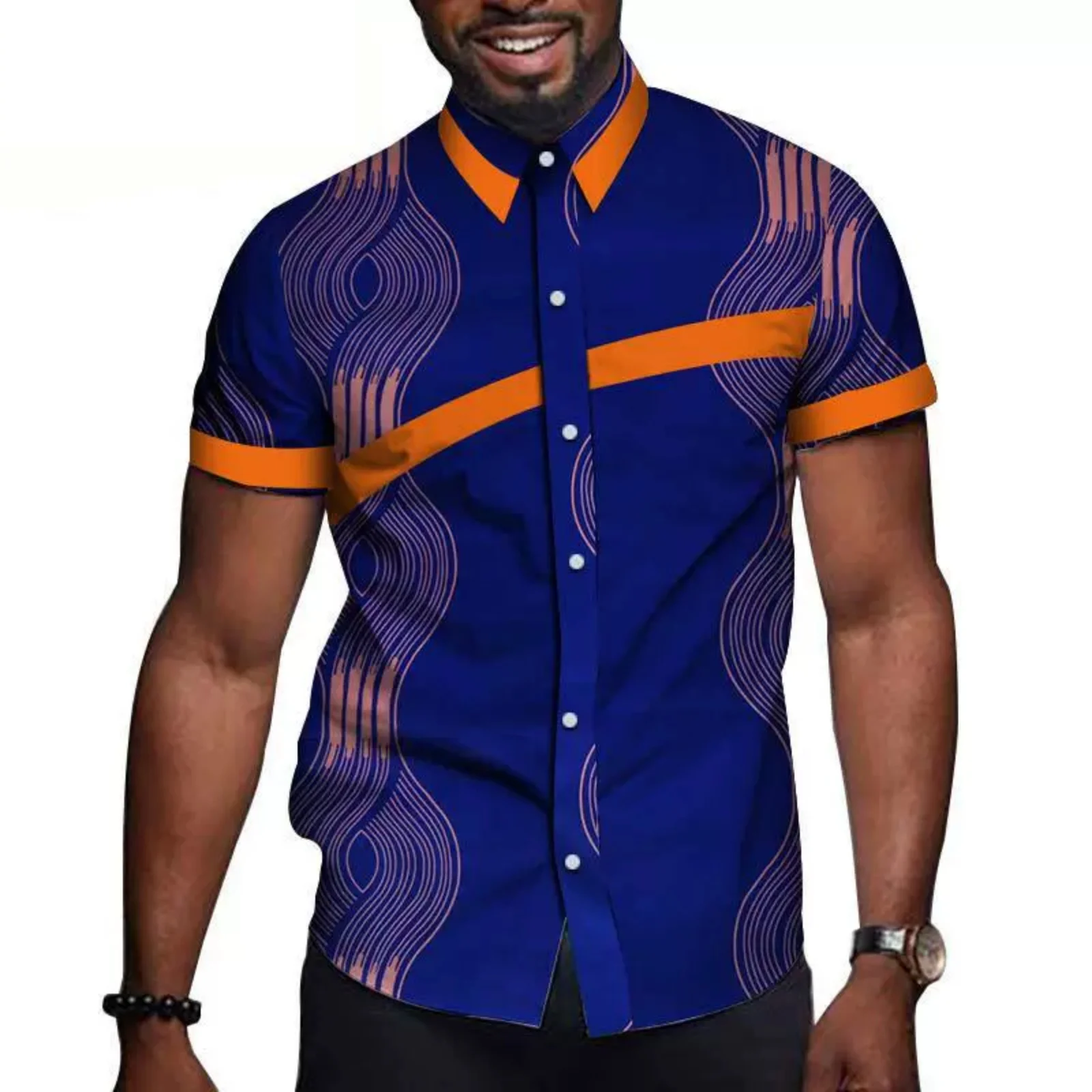 

Sale!!!African Shirts for Men Short Sleeve V-neck Casual Blouse Dashiki Tops Ankara Attire Traditional Clothes Plus Size