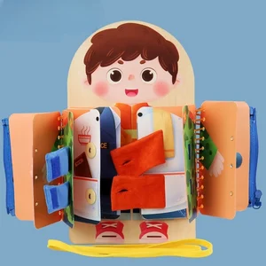 Papan Sibuk Berlapis-lapis Kayu untuk Anak-anak Permainan Pendidikan Awal Montessori Buku Tenang Hadiah Ganti Latihan Sensorik 10 buku sibuk bayi dengan penjualan terbaik - №