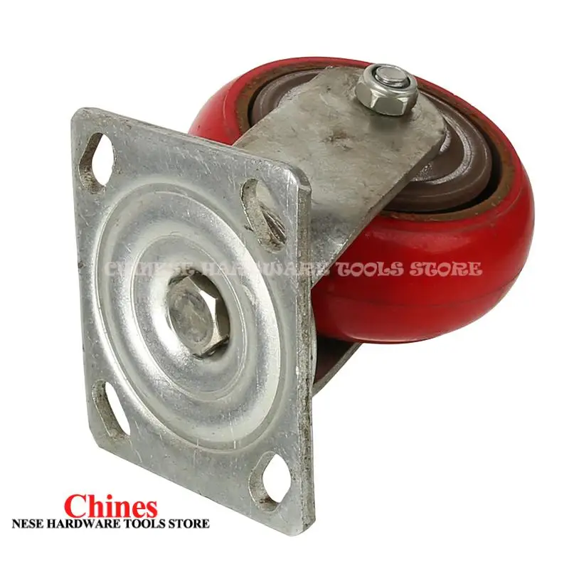 Rodízio plano universal vermelho de 5 polegadas – Roda industrial resistente com superfície de nylon e núcleo de ferro para manuseio de equipamentos