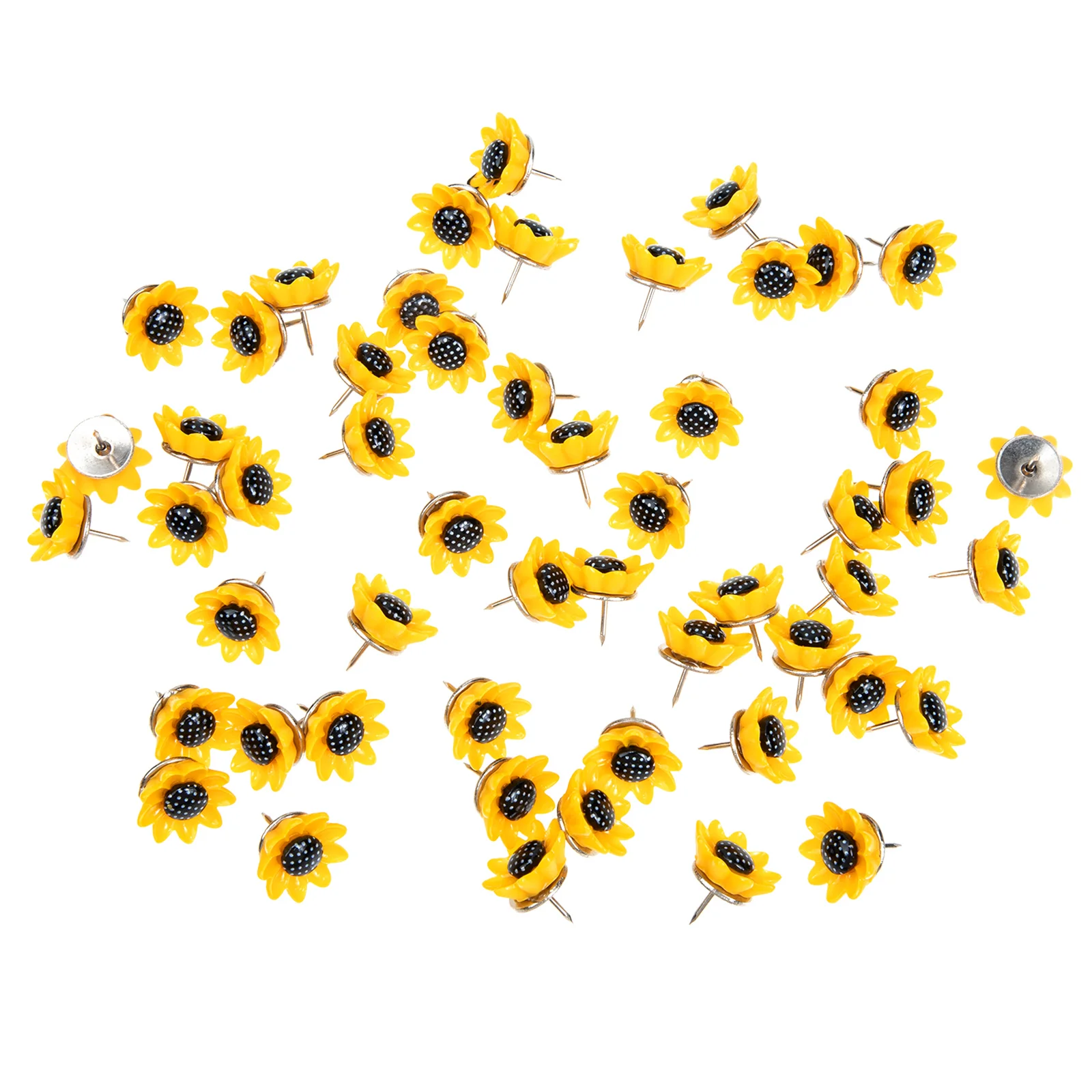 50 Pcs Thumb Tacks Paper Push Pin Sunflower Thumbtacks Bulk Board Brads Classroom Cork Modeling Short Hair Decorative