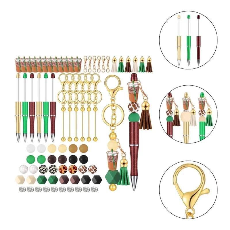 

86Pcs DIY Ballpoint Pen Beadable Ballpoint Pen Set Including Beads, Hooks and Tassels, DIY School Stationery