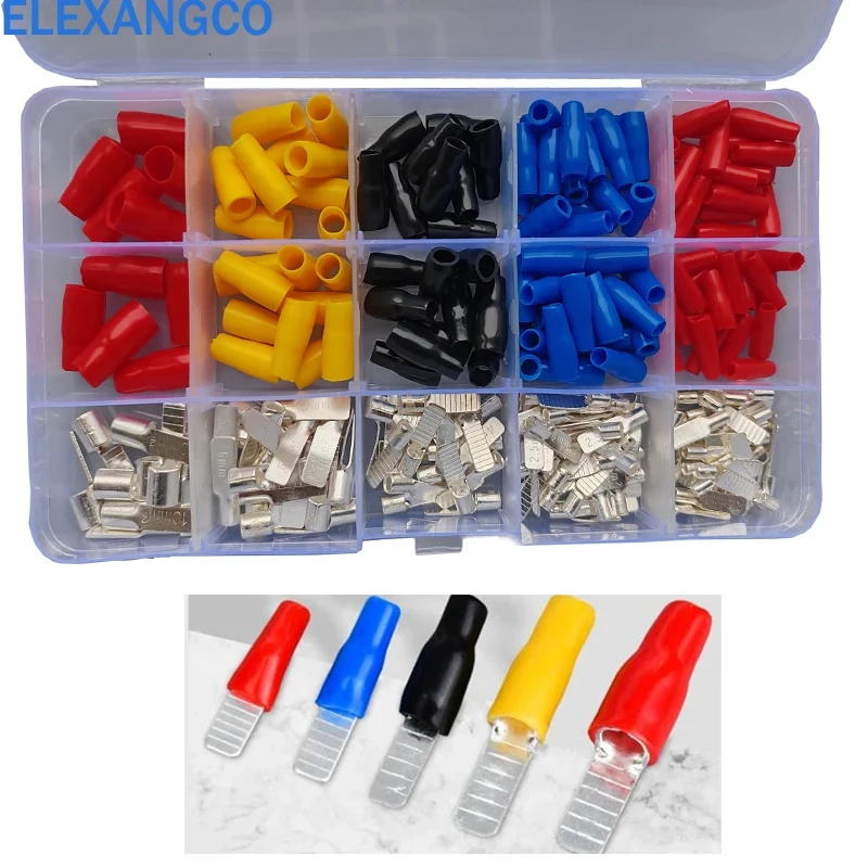 260/140PCS C45 Leistungsschalter Flache Pin Terminal Kupfer Silber Überzogene Kalt Gepresste Kupfer Nase DZ47 Ende draht Lug Typ – Detail 2