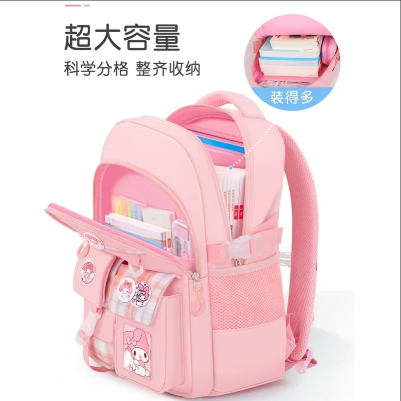 Sanrio Melody Cartoon New Breathable Student School Bag Kulomie Girls' Burden Reduction Ridge Protection Lightweight Backpack