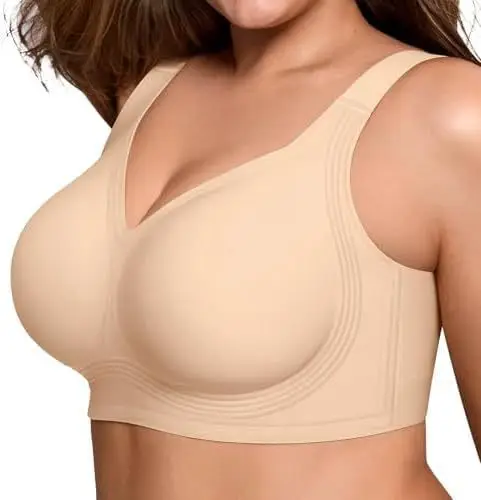 Naadloze, zachte plus size bh - Volledige dekking, ondersteuning & lift, corrigeert rugvet, anti-doorzakken, zonder beugels