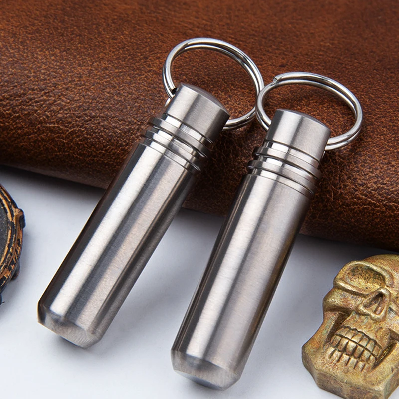 39 MM X10 MM Portable EDC Tool Titanium Alloy Waterproof Canister Medicine Seal Capsule Bottle Mini Pendant