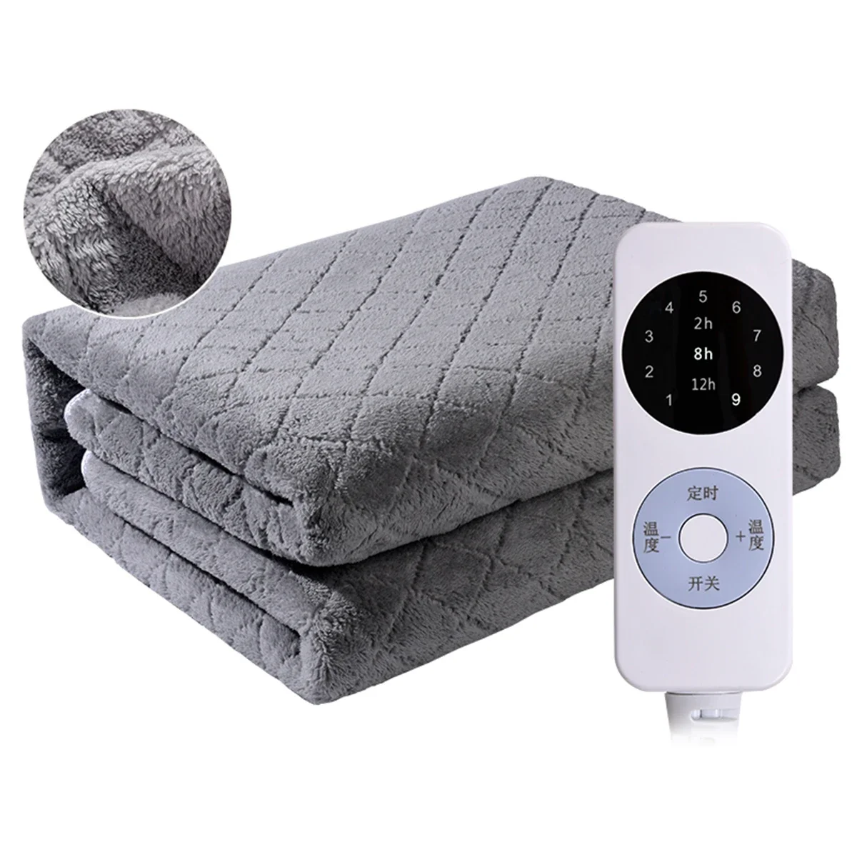 70W 220V 70x150cm Grey 15-45℃ Electric Blanket Blanket Fast-Heating Full Body Warming 9 Temperature Settings Auto Off