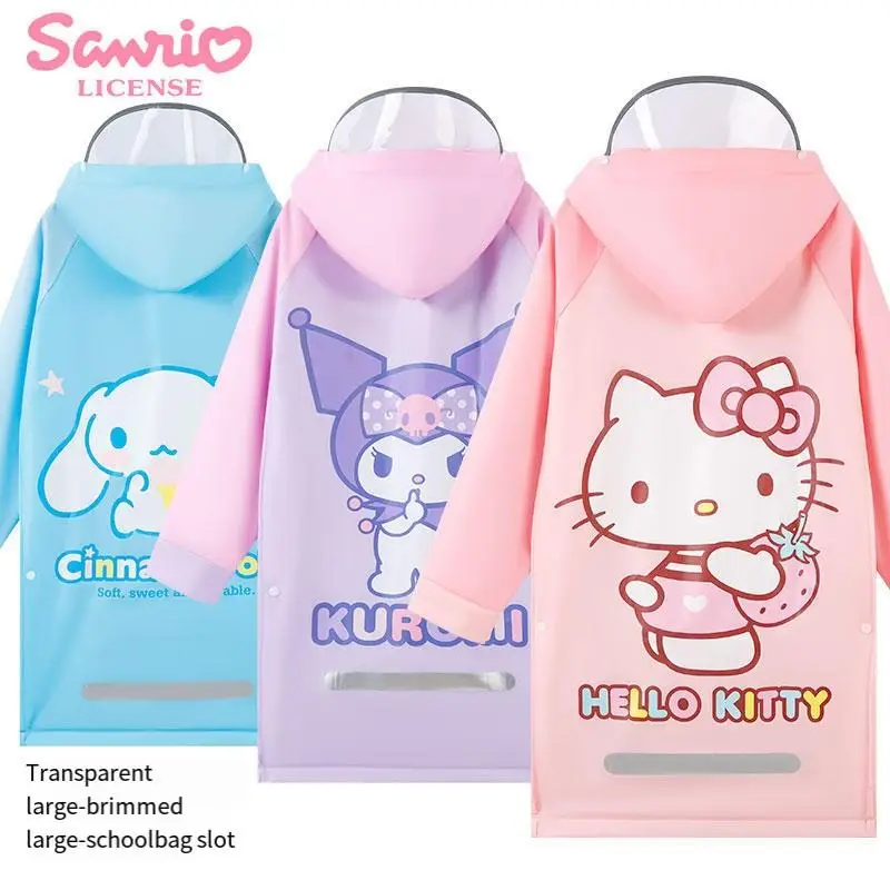 

Sanrio детский интегрированный плащ с героями мультфильмов HelloKitty, новая водонепроницаемая одежда с большими полями, студенческий портативный легкий плащ