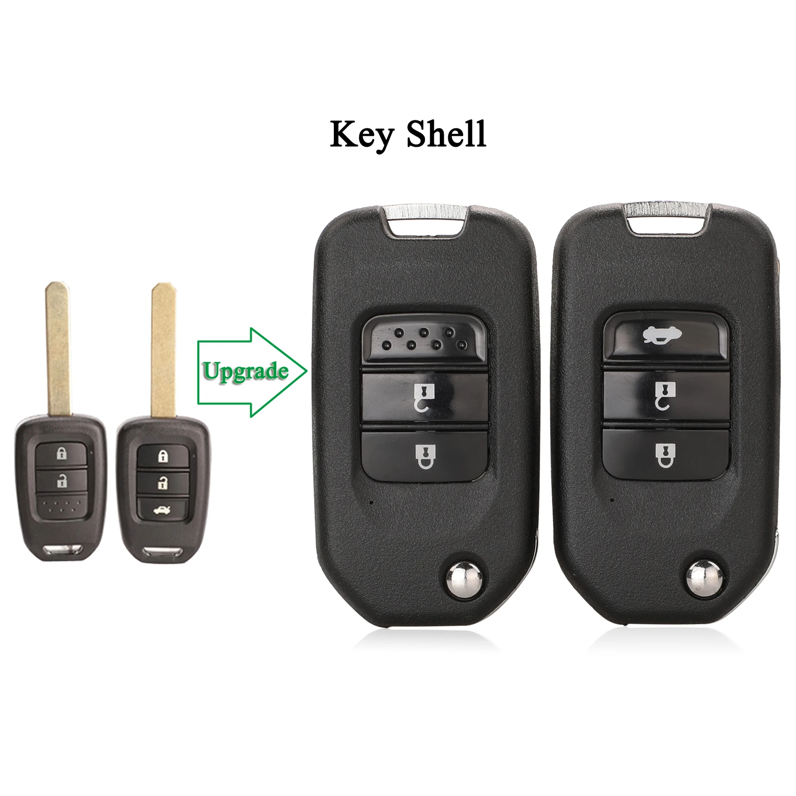 

jingyuqin Modified For Honda FIT XRV VEZEL CITY JAZZ CIVIC HRV Flip Remote Car Key Shell Case FOB 2/3 Buttons Replacement