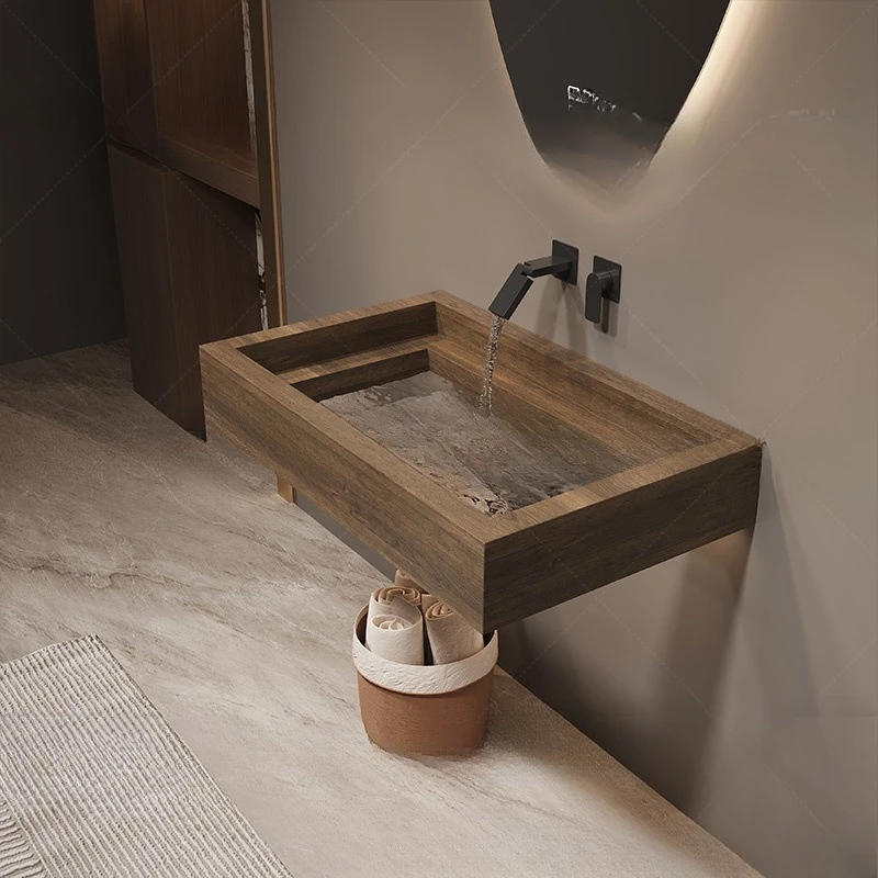 Slate transparent glass bottom, washbasin Internet celebrity light luxury high-end bathroom washbasin Hotel washbasin