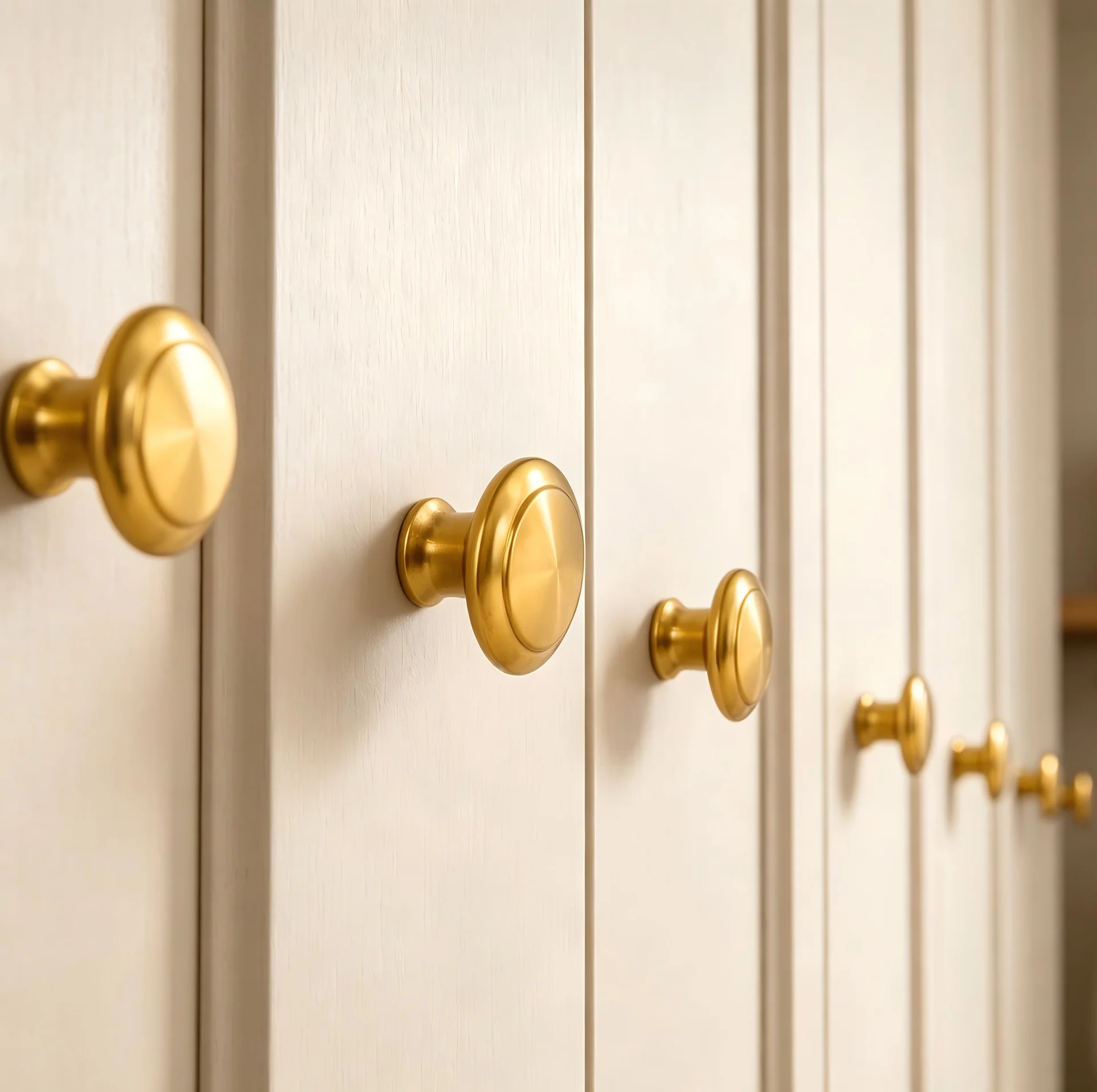 8Pcs Golden Zinc Alloy Round Cabinet Knob Single Hole Simple Drawer Pull Knob for Wardrobe Cupboard Furniture Door