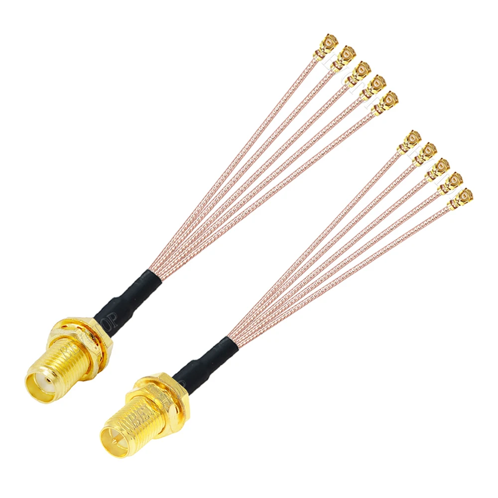 New RG-178 SMA to  Splitter RP-SMA / SMA Female to 5 x U.fl 1 Female1 RG178 Cable WIFI Antenna Extension Jumper Pigtail